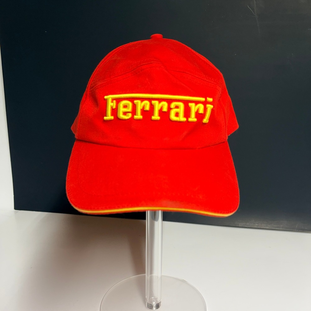 Vtg Ferrari Formula 1 Racing Hat Red w/ Yellow Embroidery Official Licensed Prod